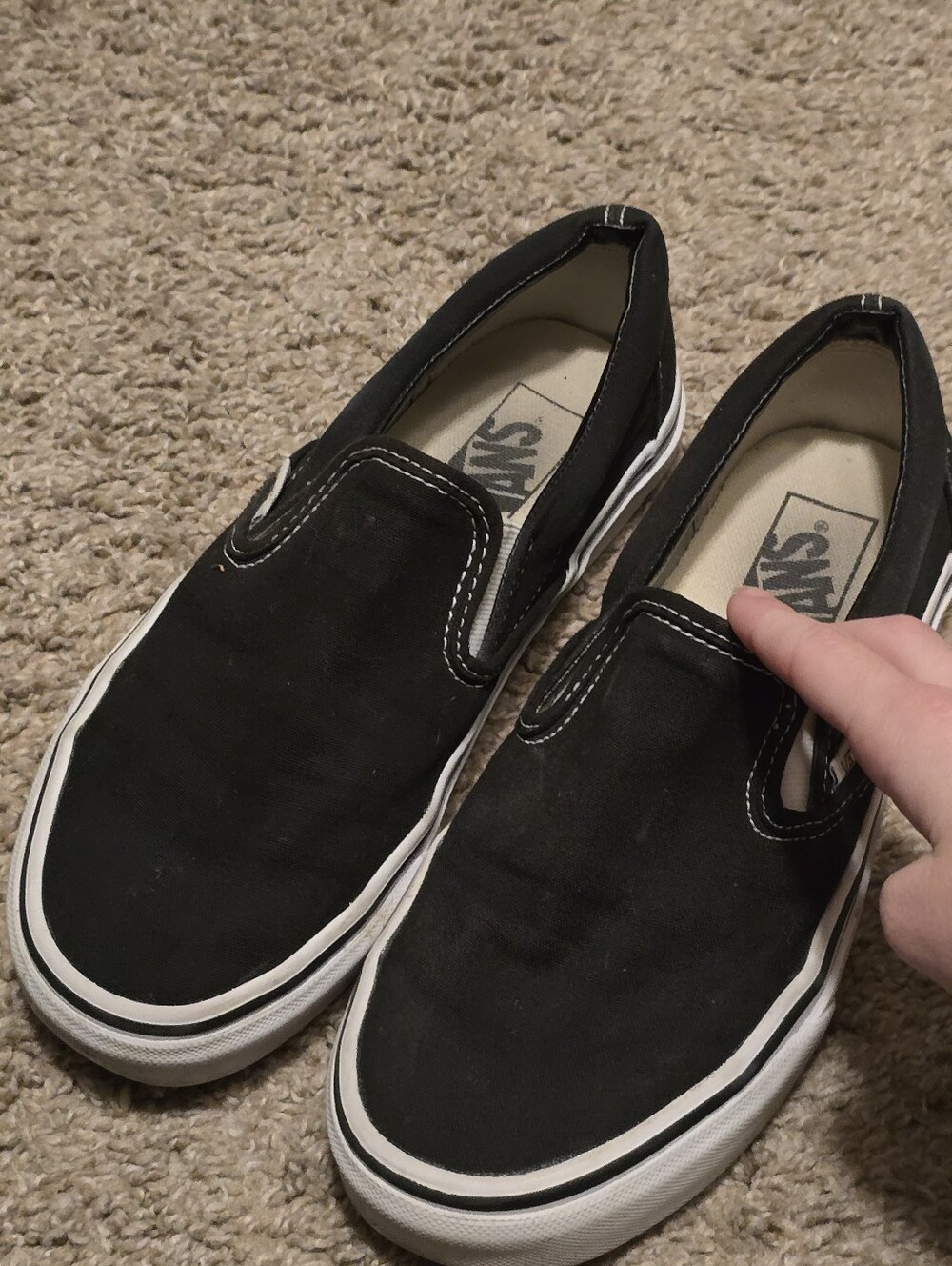 Vans Black and White Slip-On Canvas Sneakers Off The Wall - Picture 3 of 5
